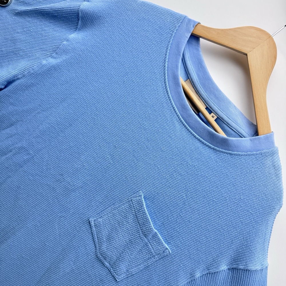 Amongst Others Men's Medium Short Sleeve T-Shirt Blue Textured Tee Boxy Fit NWT